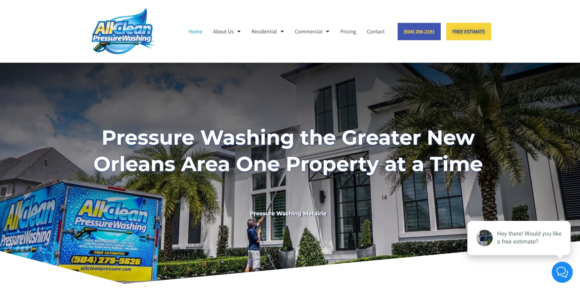 All Clean Pressure Washing website screenshot